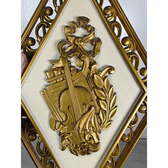 Vintage Syroco Gold Diamond Wall Plaques Neoclassical 4271 MCM Decor Set of 4 - Picture 5 of 9